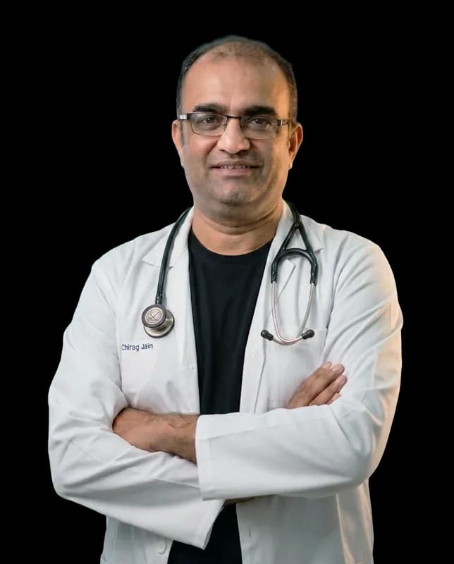 Dr. Chirag Jain with closed-loop HRV music therapy device