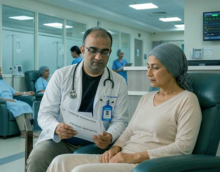 Dr Chirag Jain with a patient in a clinical setting